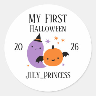 Personlig Min Första Halloween-ornament Runt Klistermärke