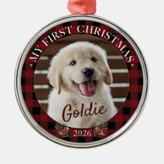 Personlig Min Första Jul Hund Foto 2026 Julgransprydnad Metall