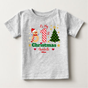 Personlig Min första jul Snögubbe Candy cane T Shirt