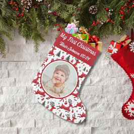 Personlig Min första julfoto Reindeer Liten Julstrumpa