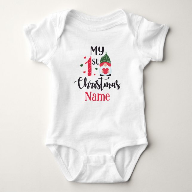 Personlig Min första julklapp Baby Bodykostym T Shirt (Framsida)