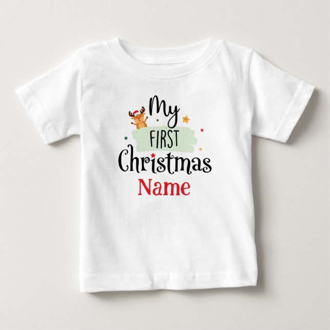 Personlig Min första julklapp Baby Bodykostym T Shirt (Framsida)