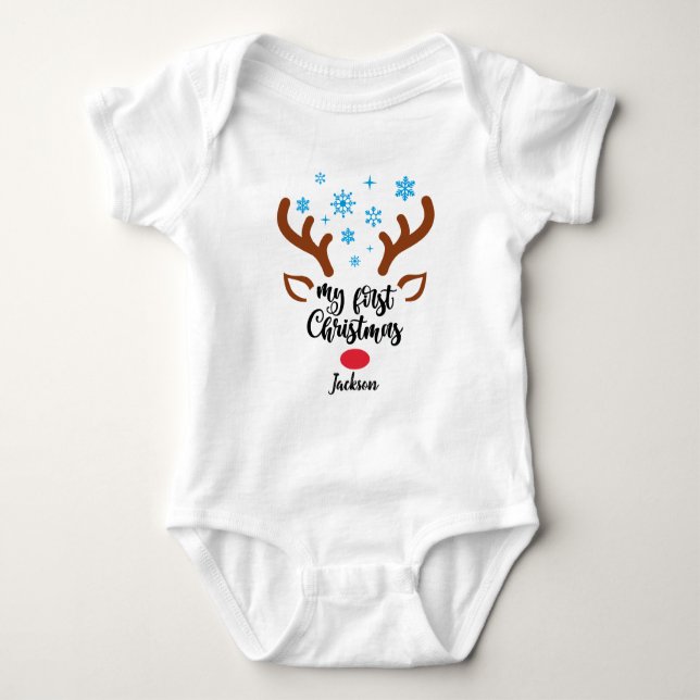 Personlig Min första julklump Baby T Shirt (Framsida)