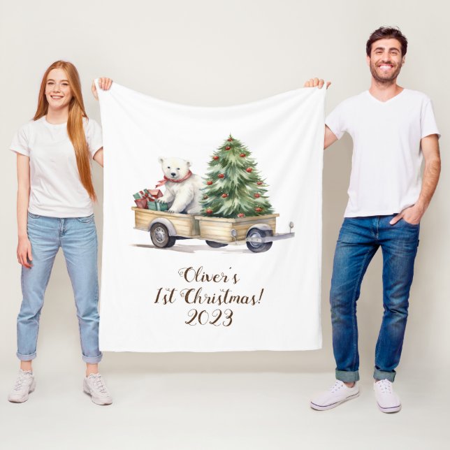 Personlig min första jultomte Blanket Fleecefilt (På plats)