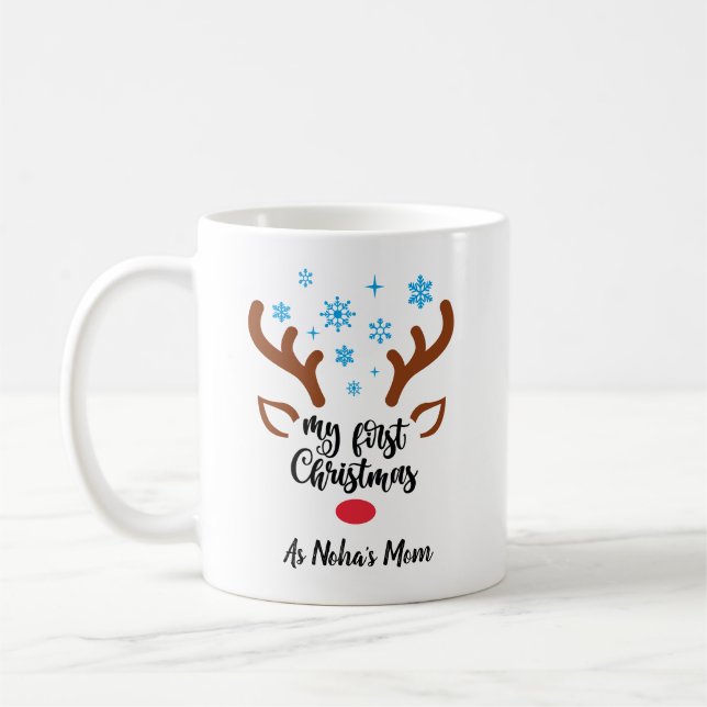 Personlig Mina första julrenar Baby Kaffemugg (Vänster)