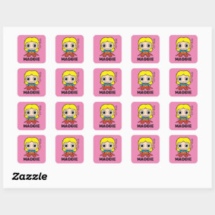 Personlig Mini Supergirl Kids' Label Fyrkantigt Klistermärke