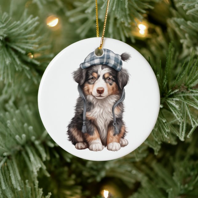 Personlig Miniature American Shepherd Hund Julgransprydnad Keramik (Träd)