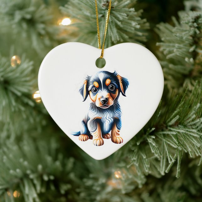 Personlig Miniature American Shepherd Valp Julgransprydnad Keramik (Träd)