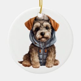 Personlig Miniature Schnauzer Hund Art Julgransprydnad Keramik