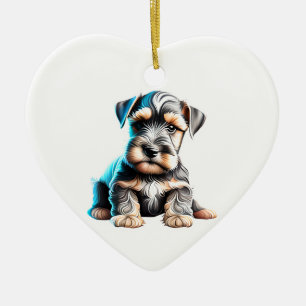 Personlig Miniature Schnauzer Puppy Julgransprydnad Keramik