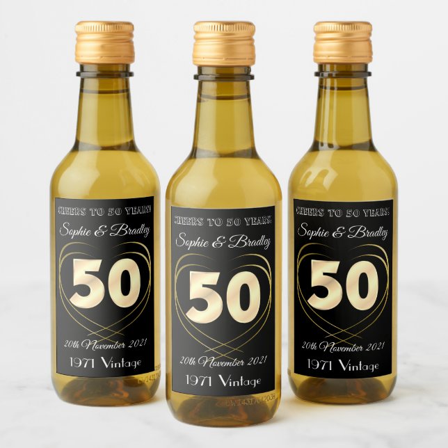 Personlig Minifirande 50-års bröllopsdag Vinetikett (Flaskor)