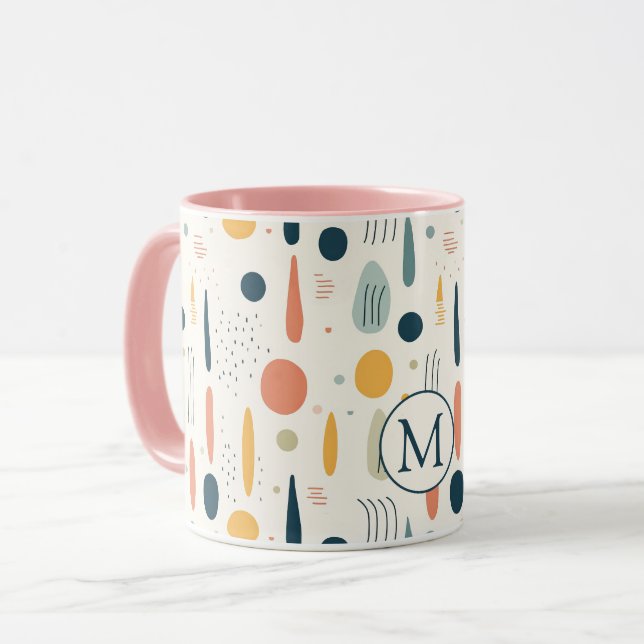 Personlig Minimal Abstrakt Boho Pastellfärger Mugg (Framsida vänster)