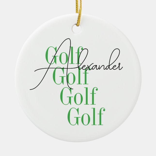 Personlig Minimal Golftypografi Julgransprydnad Keramik (Framsidan)