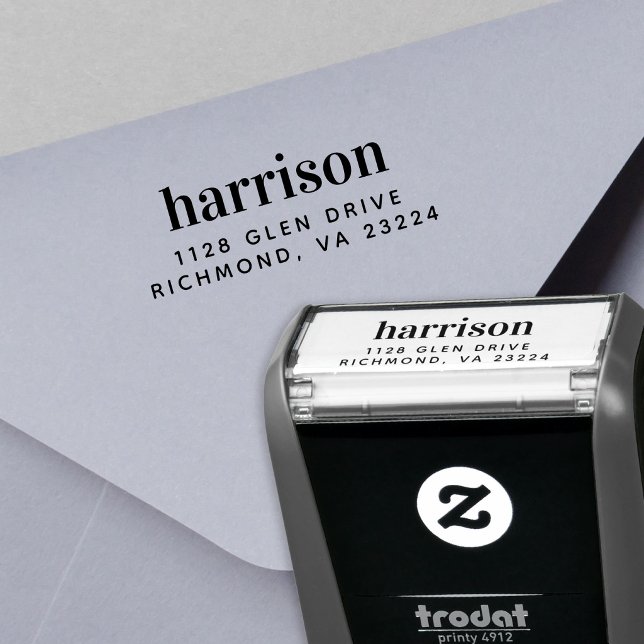 Personlig Minimal Modern Namn Returadress Självfärgande Stämpel (Personalized Minimal Modern Name Return Address Self-inking Stamp)