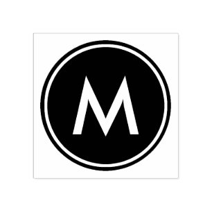Personlig Minimal vit monogram svart cirkel Stämpel