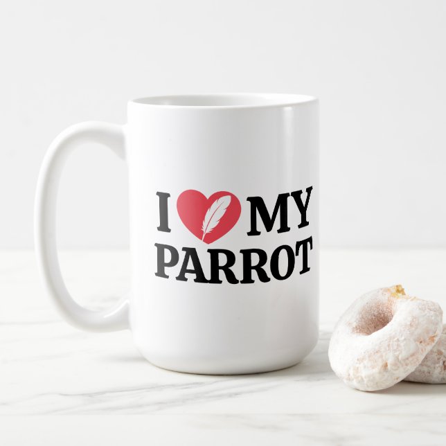Personlig Minimal Vit Papegoja Kärlekssats Kaffemugg (Med munk)