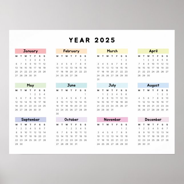 Personlig minimalis Yearly Kalender Poster (Framsidan)
