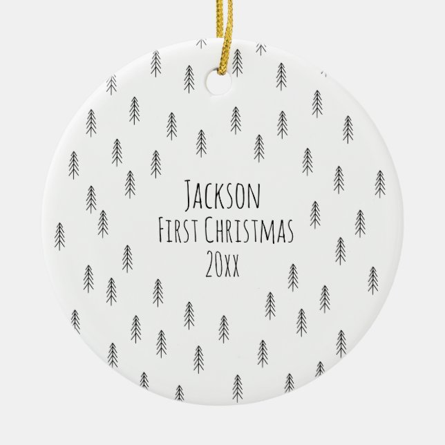 Personlig minimalisisk Boho-barnprydnad Julgransprydnad Keramik (Framsidan)