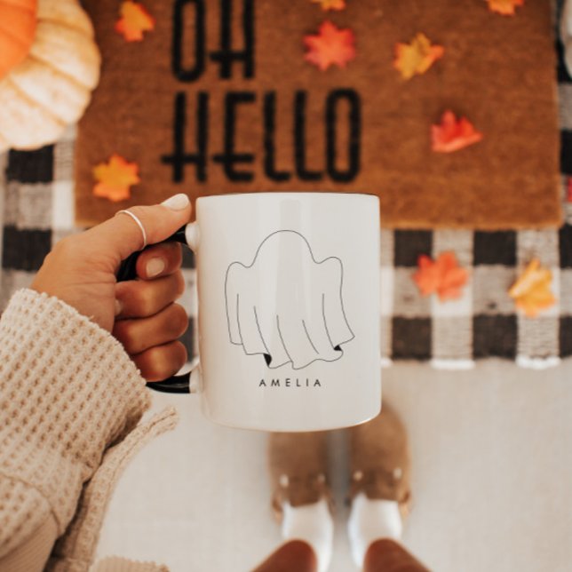 Personlig Minimalist Cute Halloween Mugg (Skapare uppladdad)