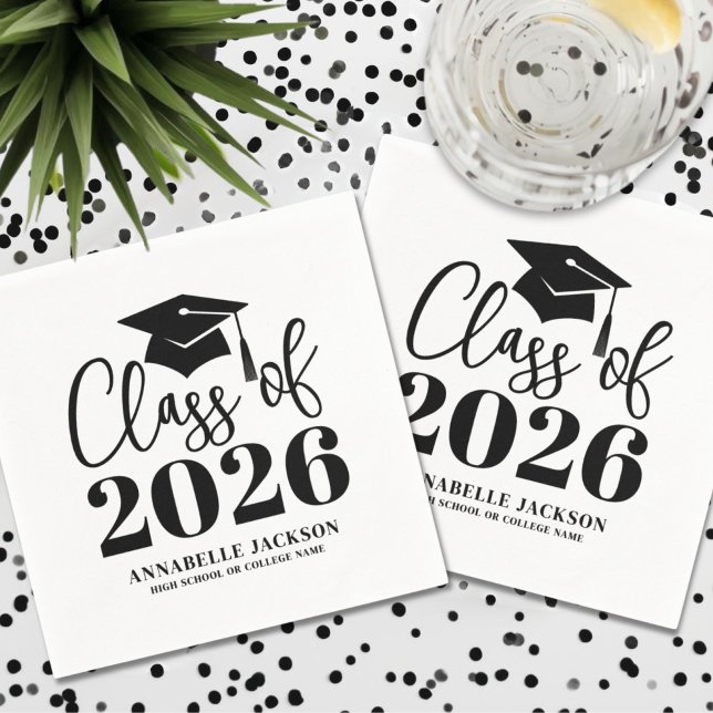 Personlig Minimalist Examen Pappersservett (Personalized Minimalist Graduation Napkins)