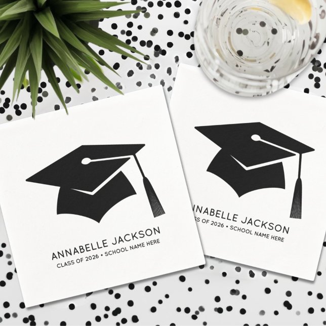 Personlig Minimalist Examen Pappersservett (Personalized Minimalist Graduation Napkins)
