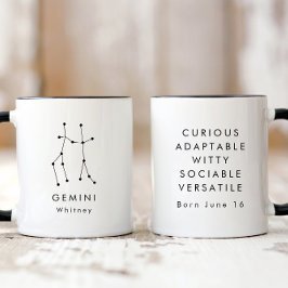 Personlig Minimalist Gemini Zodiac-tecken Mugg