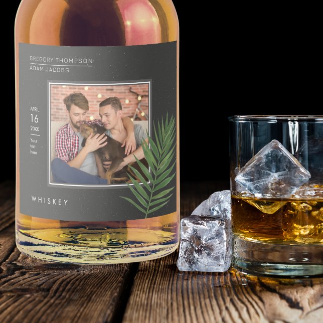 Personlig Minimalist, svart, Tropical Handflatan F Spritflaskor Etikett (Skapare uppladdad)