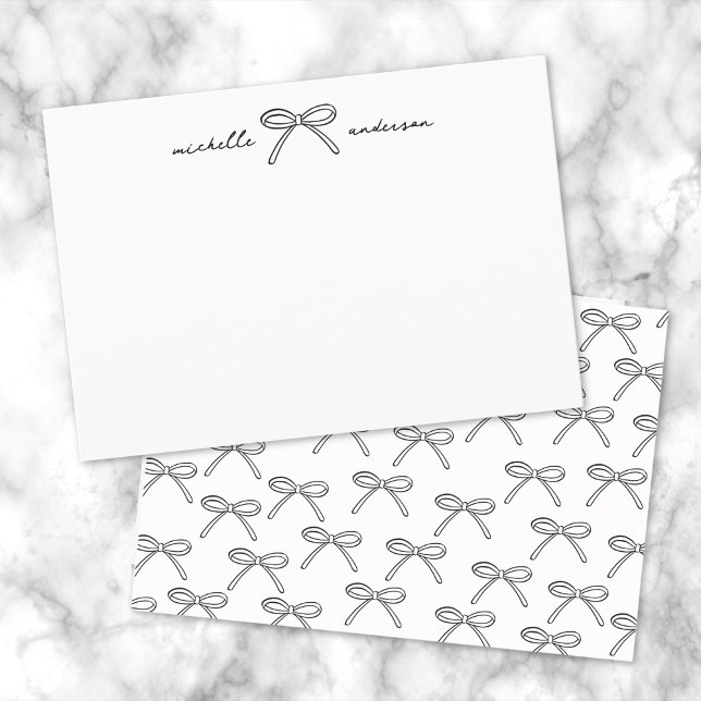 Personlig Minimalistisk Båg Namn Anteckningskort (Personalized Minimalist Bow Name Note Card)