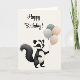 Personlig Minimalistisk Boho Skunk Ballonger Blank Kort