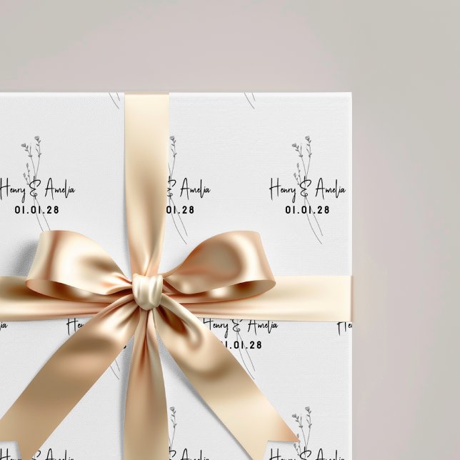 Personlig Minimalistisk Bröllopspresentinslagspapp Presentpapper (Wedding wrapping paper, Bridal shower wrapping paper, Anniversary Engagement wrapping paper gift)