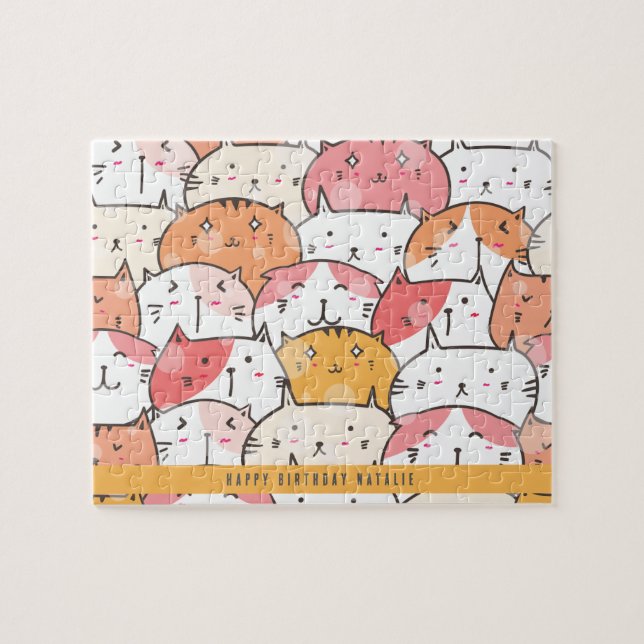 Personlig Minimalistisk Cat Orange Puzzle 8"x10" Pussel (Horisontell)