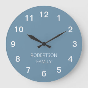 Personlig minimalistisk dammig blå väggklocka