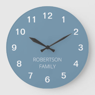 Personlig minimalistisk dammig blå väggklocka