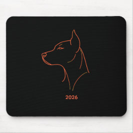 Personlig minimalistisk Doberman-linjekonst skrivb Musmatta