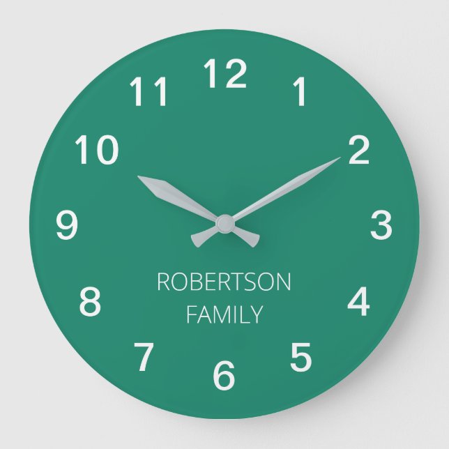 Personlig minimalistisk Emerald Grönt Wall Clock Stor Klocka (Framsida)