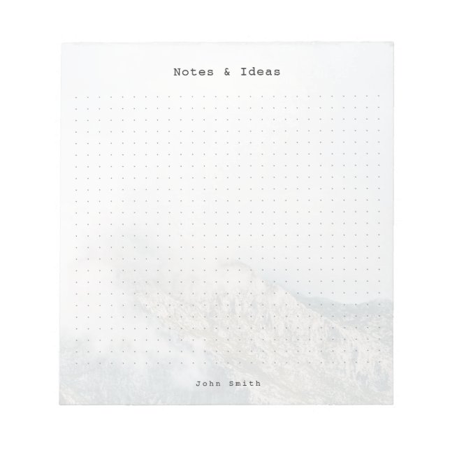 Personlig minimalistisk fjäll-prickrutat papper anteckningsblock (Framsida)