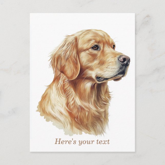 Personlig minimalistisk golden retriever  vykort (Framsida)
