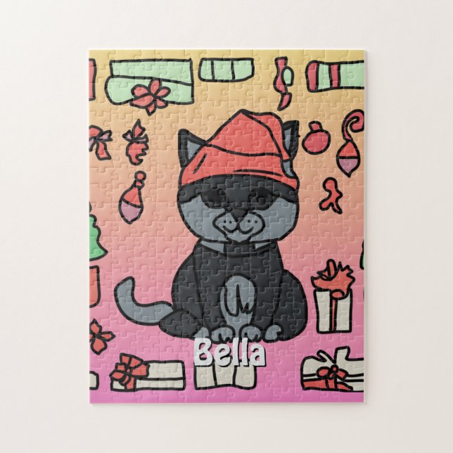 Personlig Minimalistisk Helgdag Kats presentkvadra Pussel (Vertikal)