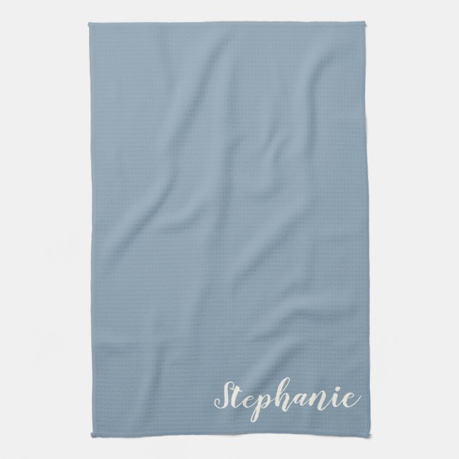 Personlig Minimalistisk kalligrafi Namn i blått   Kökshandduk (Vertikal)