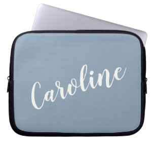 Personlig Minimalistisk kalligrafi Namn i blått Laptop Fodral