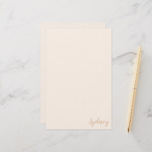 Personlig minimalistisk kalligrafi namn rosa tan brevpapper
