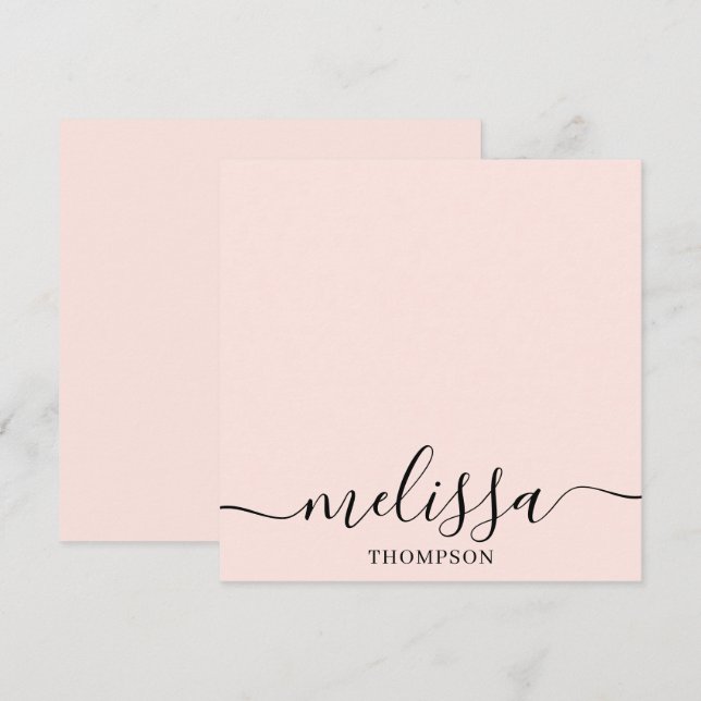 Personlig minimalistisk kalligrafisk skript Rosa Anteckningskort (Fram/baksida)