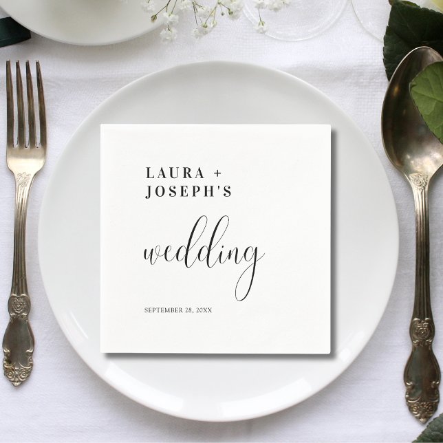 Personlig Minimalistisk Modern Elegant Bröllop Pappersservett (Personalized minimalist modern elegant wedding napkins add refined charm to your table setting.)