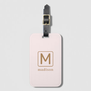 Personlig Minimalistisk monogram Rosa Guld Bagagebricka