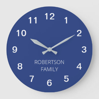 Personlig minimalistisk mörkblå väggklocka