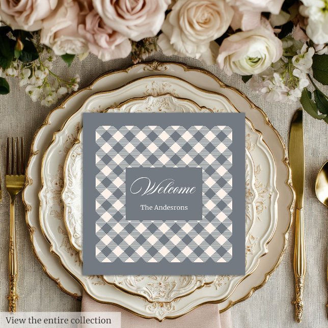 Personlig Minimalistisk Napkins Light Grått Play Pappersservett (Personalized Minimalist Napkins Light Grey Plaid)