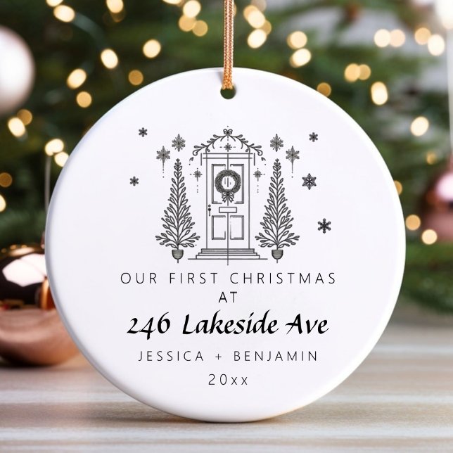 Personlig - minimalistisk nyjul i hemmet julgransprydnad keramik (Personalized Minimalist New Home Christmas Ceramic Ornament)