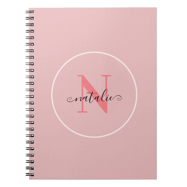Personlig minimalistisk rosa spiral anteckningsbok (Framsidan)