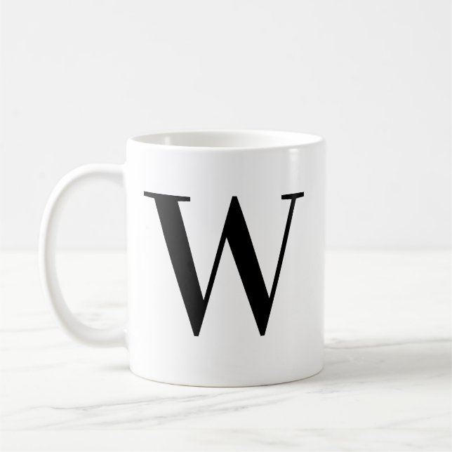 Personlig minimalistisk svart monogram bokstav W Kaffemugg (Vänster)