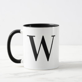 Personlig minimalistisk svart monogram bokstav W Mugg
